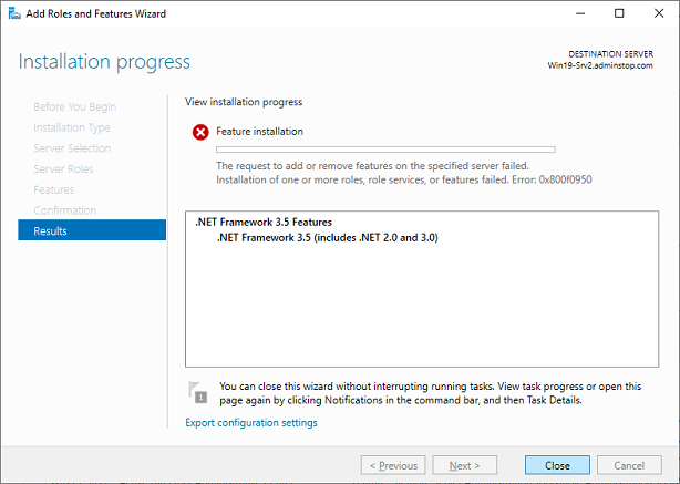 .NET Framework 3.5 Install Error