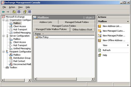 Managed Folder Mailbox Policies