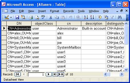 Exported Data in Access
