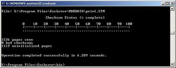 Eseutil in Checksum mode