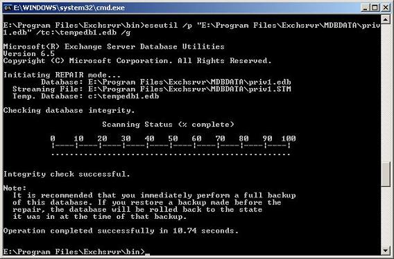 Eseutil in Repair mode