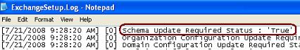 FIGURE B.7 - Displaying Exchange Schema Status in the ExchangeSetup.log file