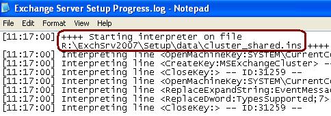 Exchange Setup interpreting CLUSTER_SHARED.INS file