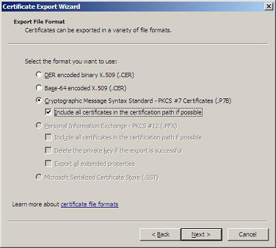 Certificate Export Wizard