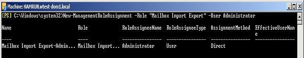 RBAC Mailbox Import Export role