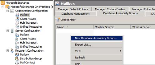 New Database Availability Group