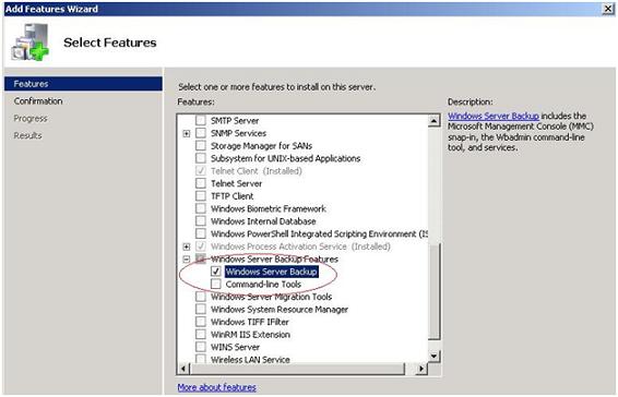 Windows Server Backup Installation