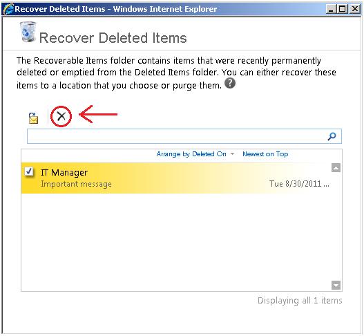 Deleting from Recoverable Items folder