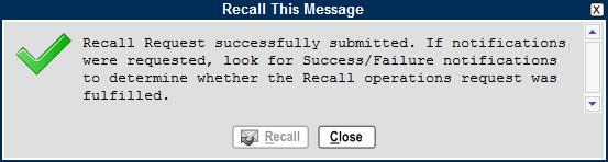 Recall Request Submitted