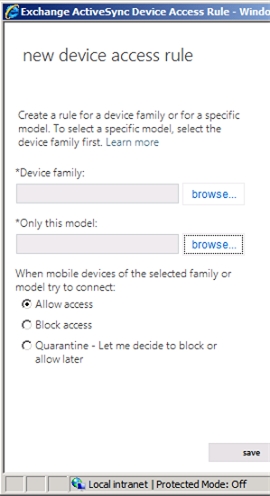 Exchange 2013 | Mobile | Mobile Device Access | Device Access Rule