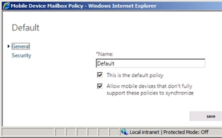 Exchange 2013 | Mobile | Mobile Device Policies | General