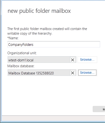 Exchange 2013 | Public Folders | Public Folders Mailboxes | New