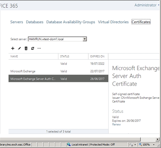 Exchange 2013 | Servers | Certificates