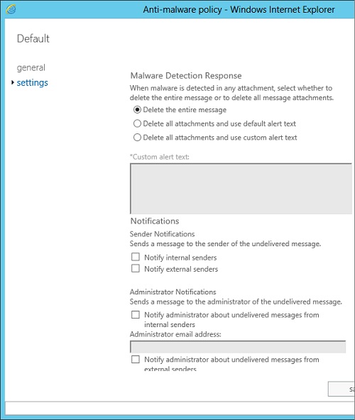 Anti-Malware Default Settings